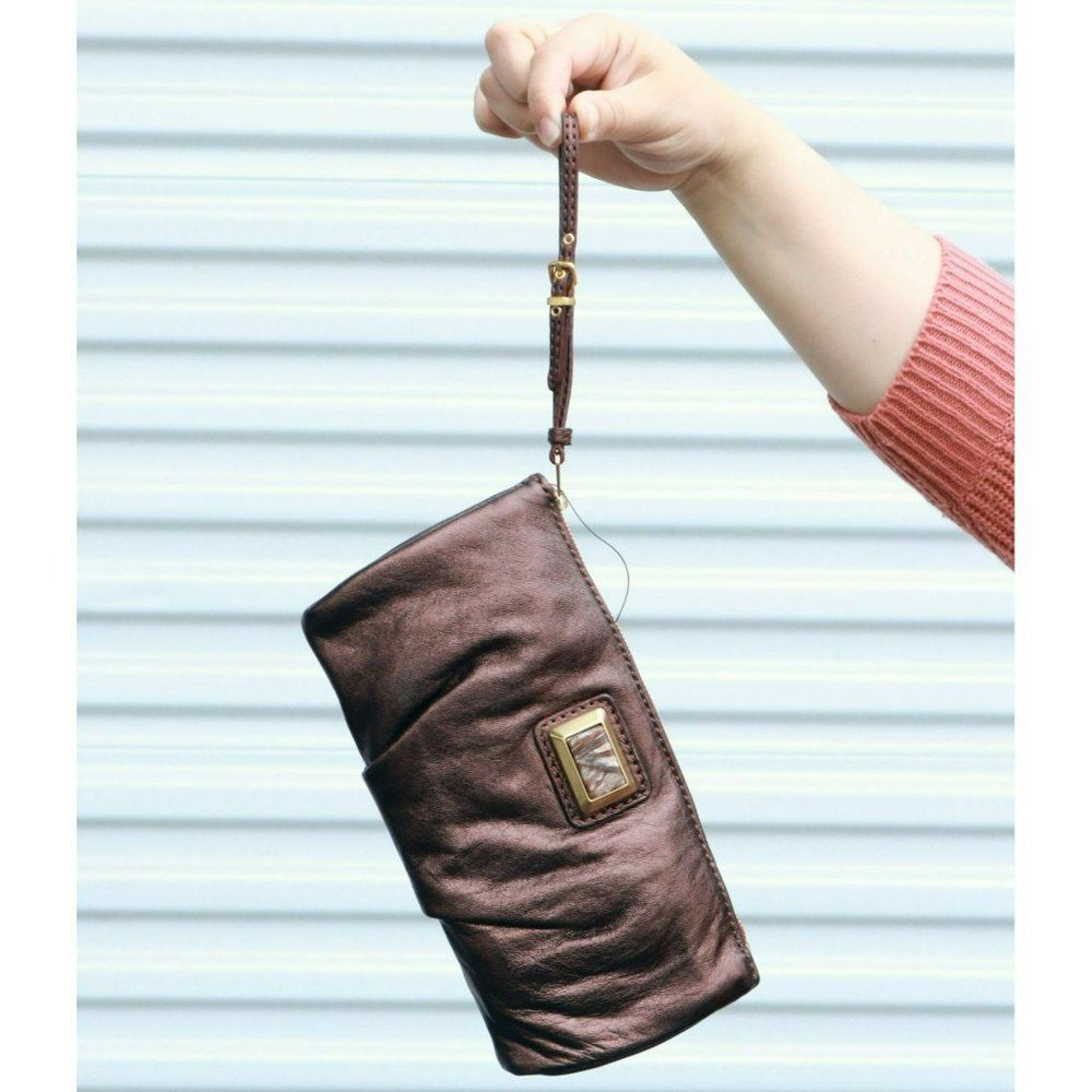 NWT Marc By Marc Jacobs METALLIC BRONZE Wristlet Clutch